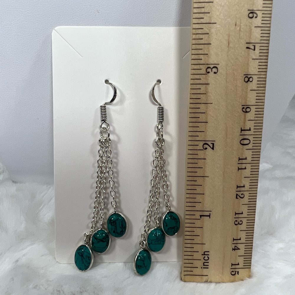 Turquoise Charms 925 Earrings - Picture 2 of 3